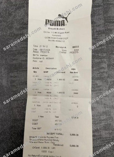 Puma store payment check